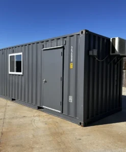 20 ft 20’ Slate Gray Shiplap 120V Shipping Container Office Minisplit